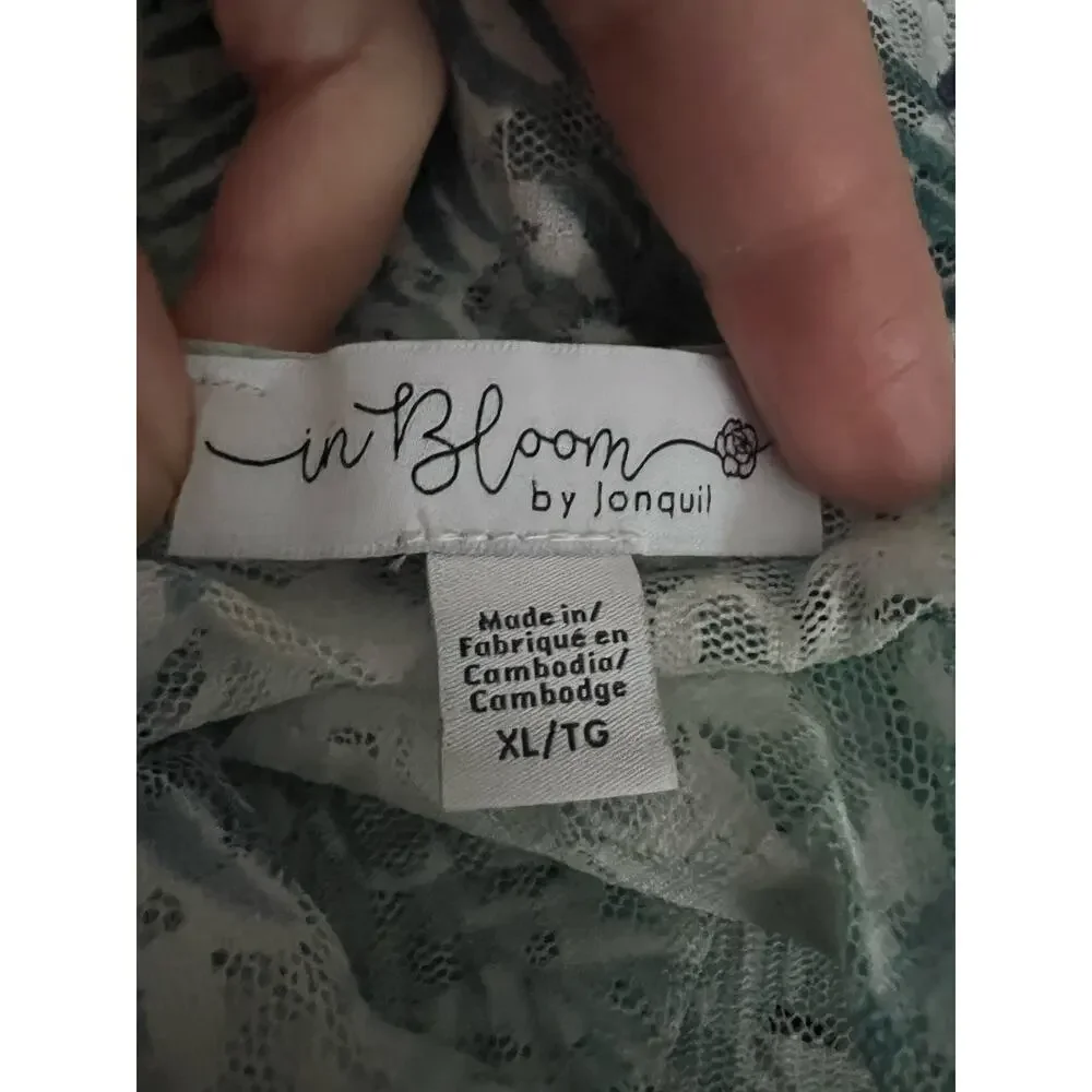 NWT In Bloom by Jonquil Women's Lace Cami & Shorts Pajama Set Aqua Palm Size XL